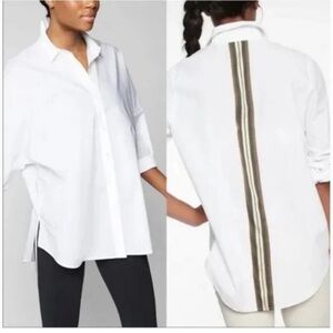 ATHLETA Marinwood White Button
Up Back Stripe Long Sleeve